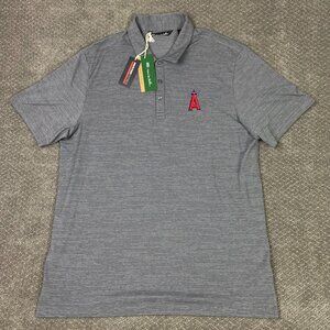 Travis Mathew Los Angeles Angels Polo Shirt Men's XL Gray Performance Golf